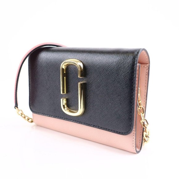 NEW Marc Jacobs SNAPSHOT Chain Wallet Pink Black - Picture 6 of 14